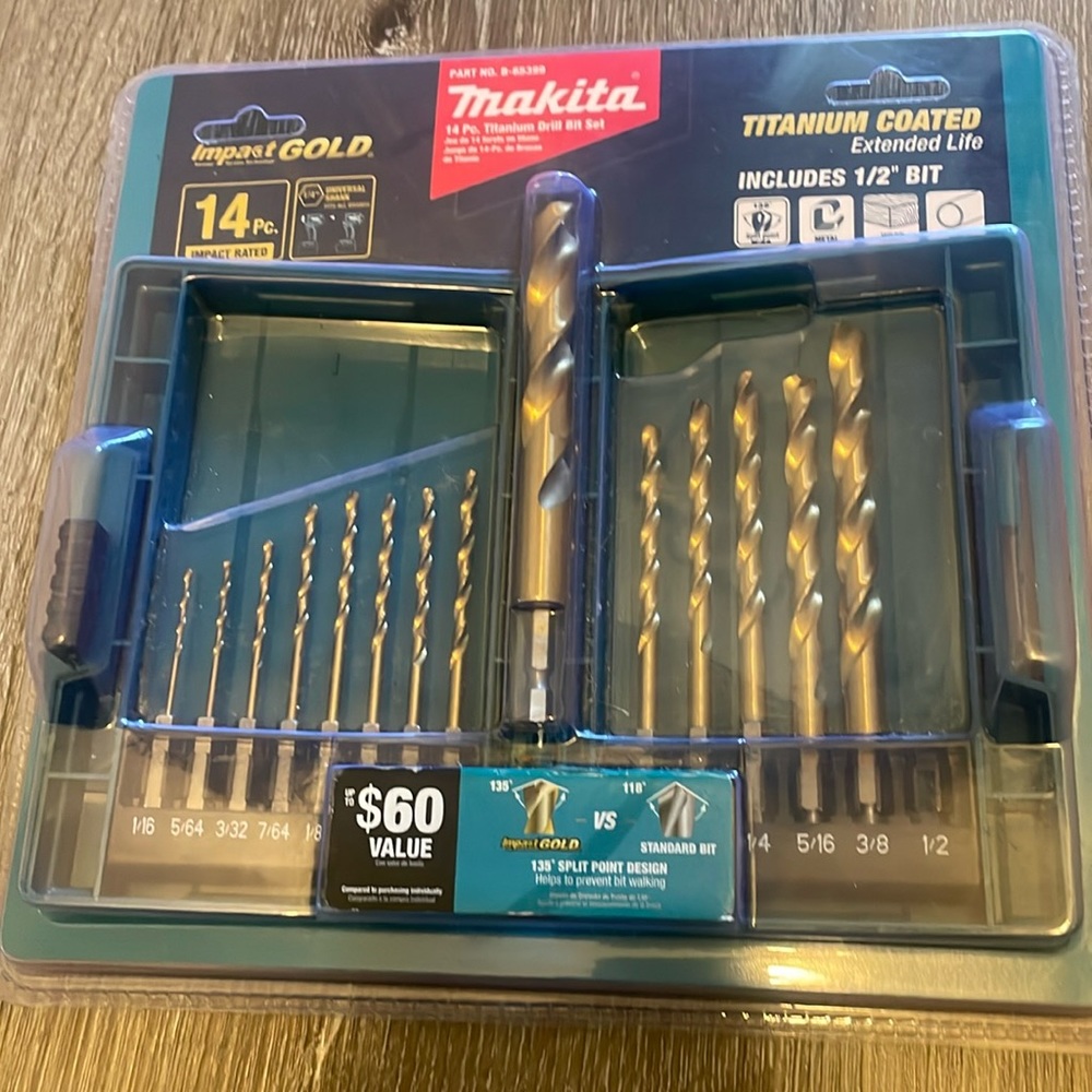 Makita 14 piece titanium drill bit set titanium coated